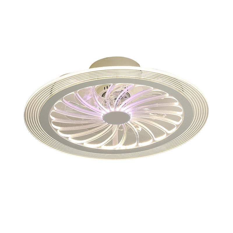 Luz moderna del ventilador de techo LED con sombra acrílica transparente de iluminación de montaje en semi rascijada circular, de 20 pulgadas de ancho