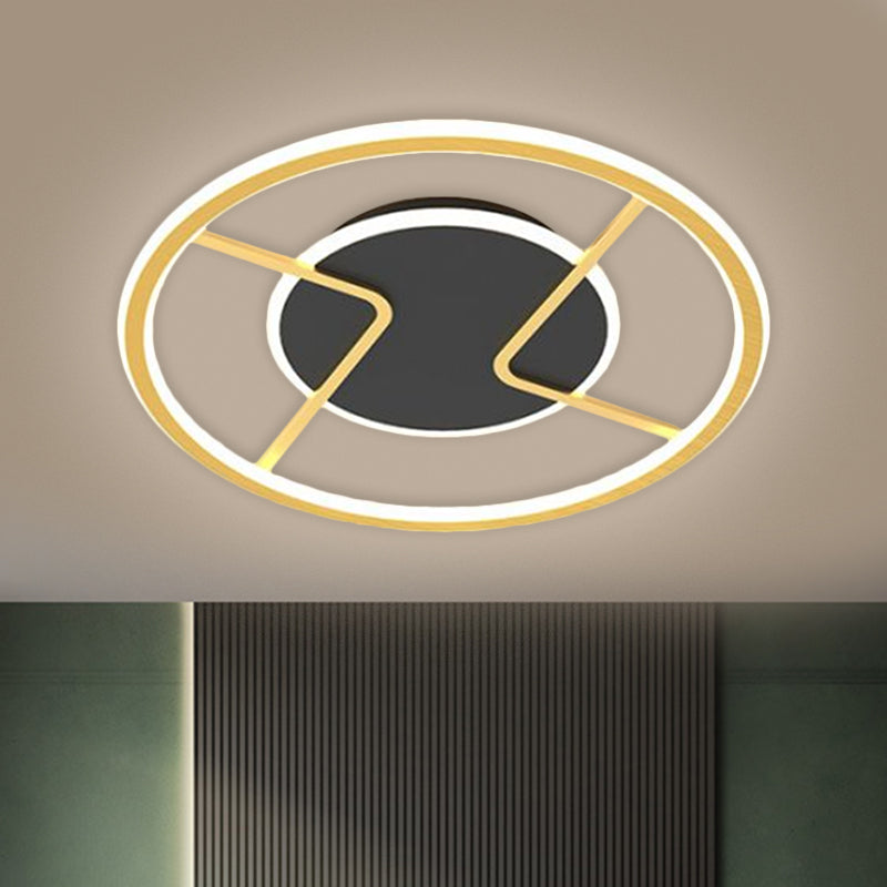 Circular Ceiling Light Fixture Minimalism Acrylic LED Black Flush Mounted Lighting, 16"/19.5" Width