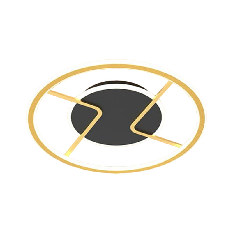 Circular Ceiling Light Fixture Minimalism Acrylic LED Black Flush Mounted Lighting, 16"/19.5" Width