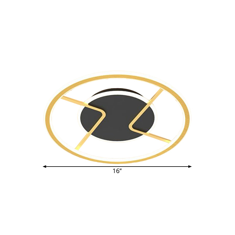 Circular Ceiling Light Fixture Minimalism Acrylic LED Black Flush Mounted Lighting, 16"/19.5" Width