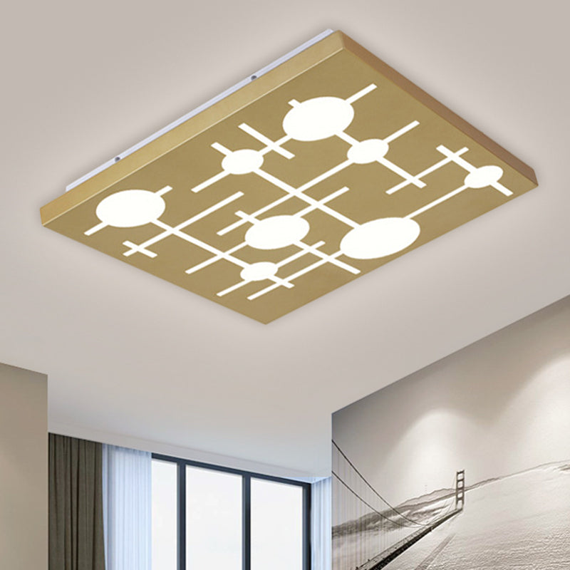 Gouden rechthoekig paneel plafondarmatuur eigentijdse acryl patroon LED -spoelmontage lamp, warm/wit licht