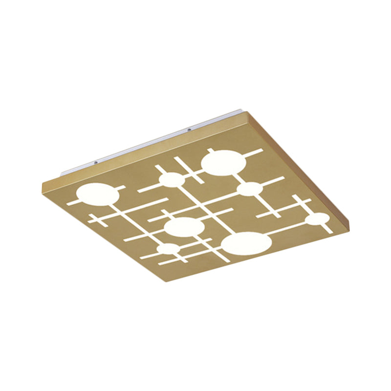 Gouden rechthoekig paneel plafondarmatuur eigentijdse acryl patroon LED -spoelmontage lamp, warm/wit licht