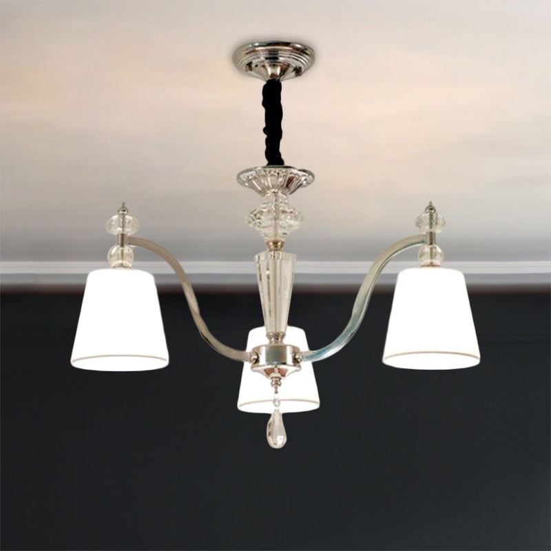 Conische kroonluchter verlichtingsarmatuur moderne stof 3/6 koppen chroom suspensie hanger met kristalval
