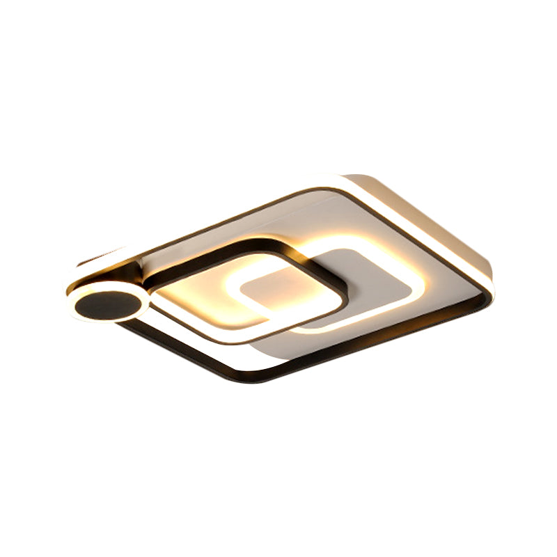 Acrylic Square Flush Mount Lamp Nordic Style Black/White LED Ceiling Lighting in Warm/White Light, 18"/21.5" Wide