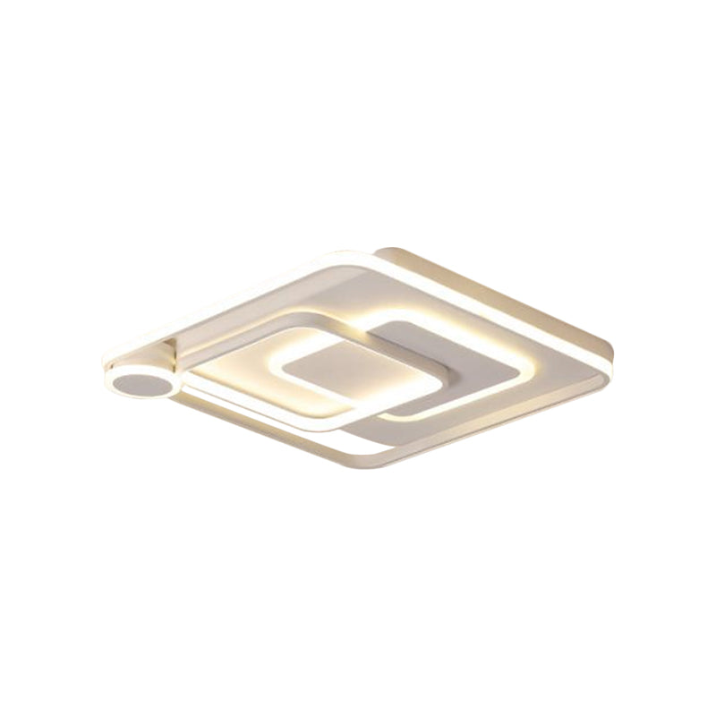 Acrylic Square Flush Mount Lamp Nordic Style Black/White LED Ceiling Lighting in Warm/White Light, 18"/21.5" Wide