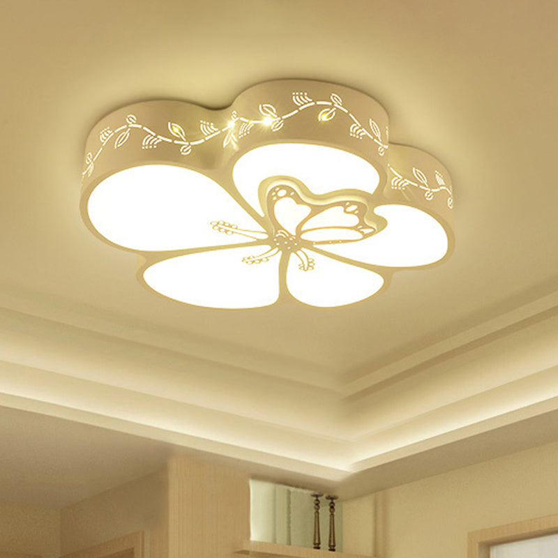 Dragonfly Flush Mount Light Kids Acrylic LED White Flushmount Lighting with Hollow Iron Frame