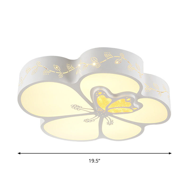 Dragonfly Flush Mount Light Kids Acrylic LED White Flushmount Lighting with Hollow Iron Frame