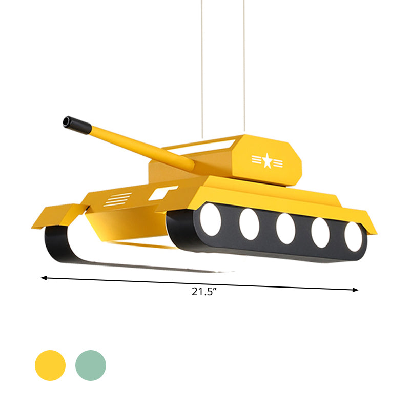 Yellow/Blue Tank Pendant Lighting Cartoon LED Acrylic Chandelier Light in Warm/White Light for Boys Bedroom