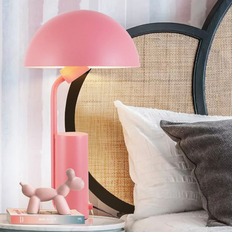Dome Iron Night Task Lighting Moderniste 1-Light Black / White / Pink Desk Light With Cylinder Base