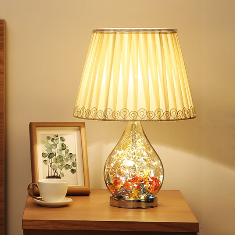 Table pliée blanche modernisme de la lampe de bureau en tissu 1-Bulb avec base de cône et grues en papier intérieur déco
