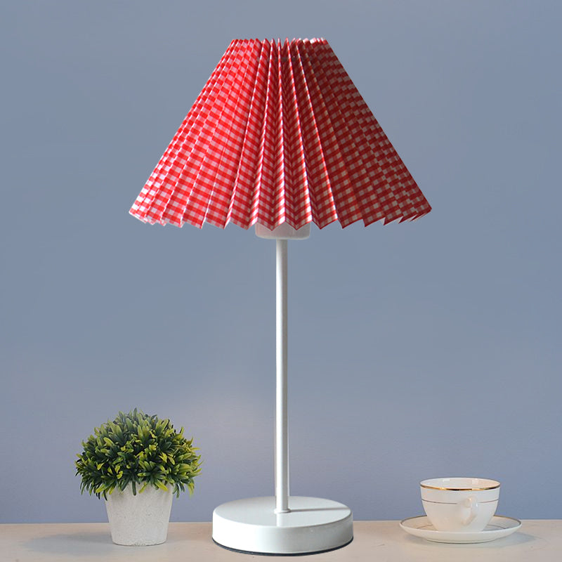 Table de nuit pliée rouge / jaune Carton d'éclairage 1 lampe de lecture de papier de bulbe avec base de fer ronde