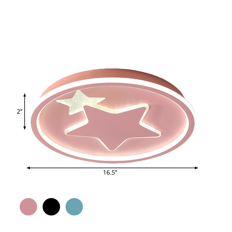 Star Bedroom Ceiling Light Fixture Acrylic LED Cartoon Close to Ceiling Lamp in Black/Pink/Blue