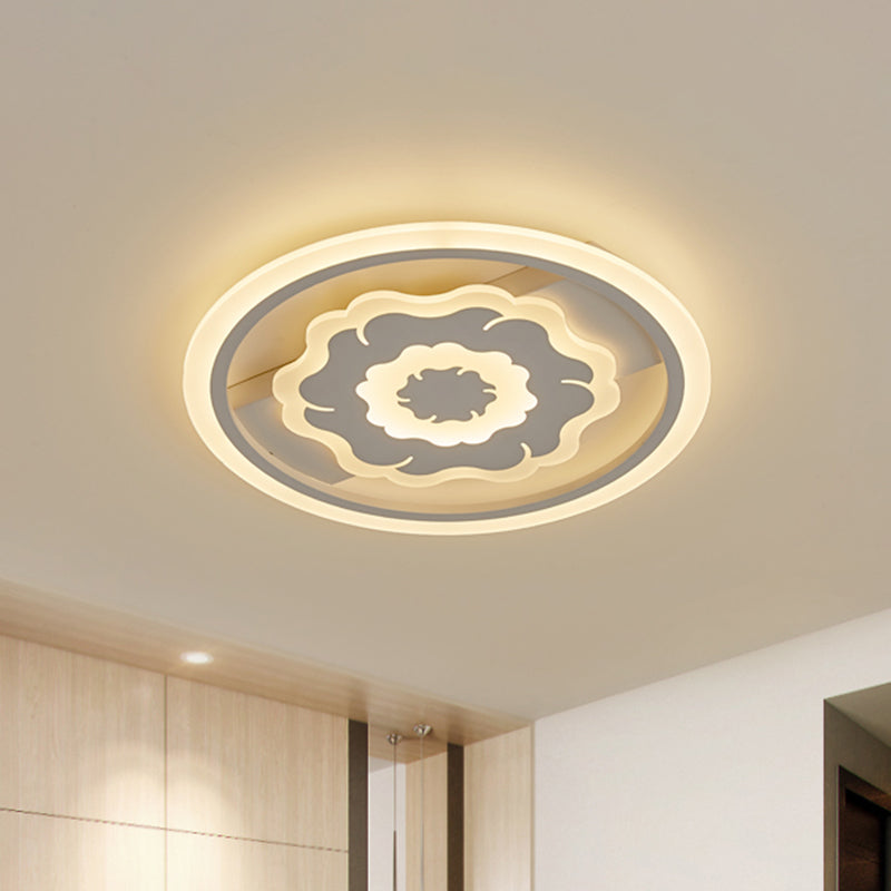 Acrylic Floral Ceiling Mount Modern LED White Flush Light Fixture in Warm/White Light for Bedroom