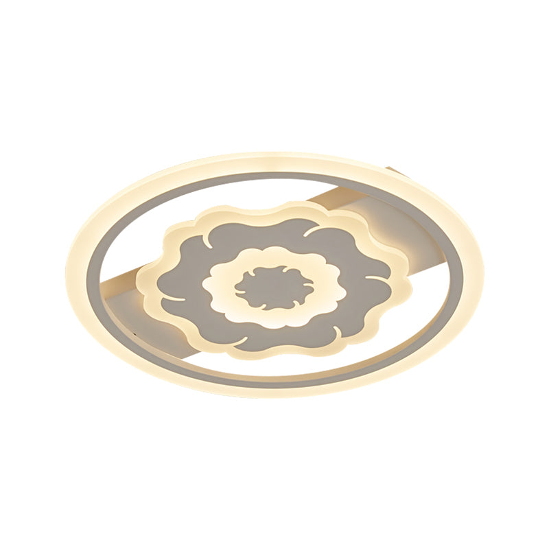 Acrylic Floral Ceiling Mount Modern LED White Flush Light Fixture in Warm/White Light for Bedroom