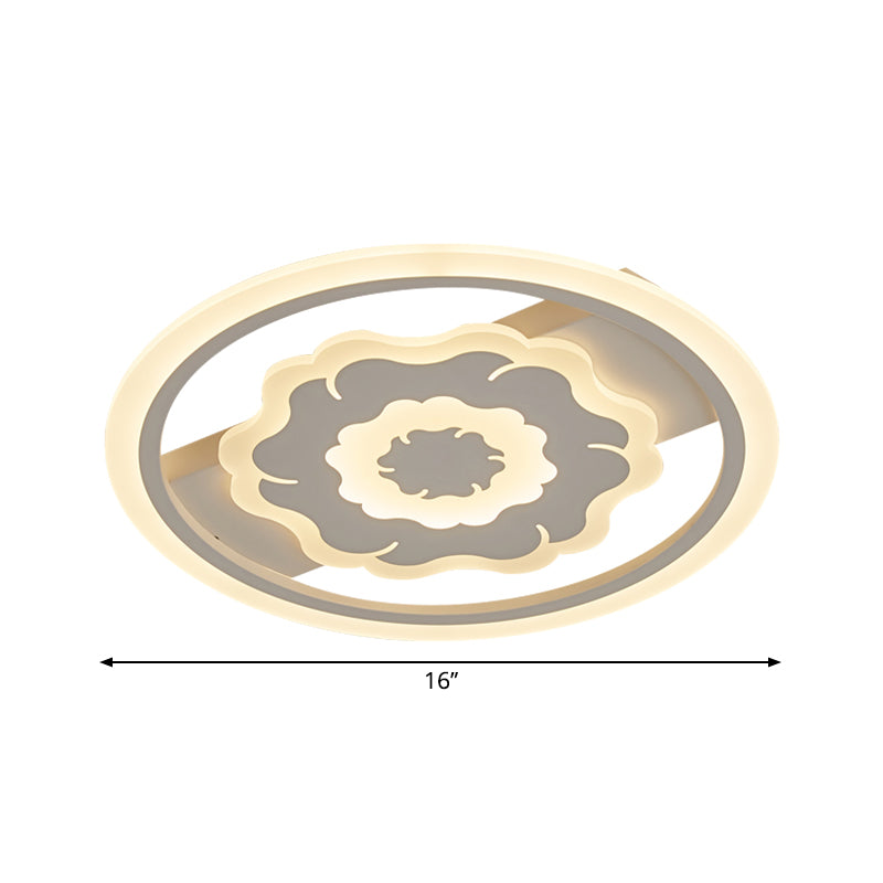 Acrylic Floral Ceiling Mount Modern LED White Flush Light Fixture in Warm/White Light for Bedroom