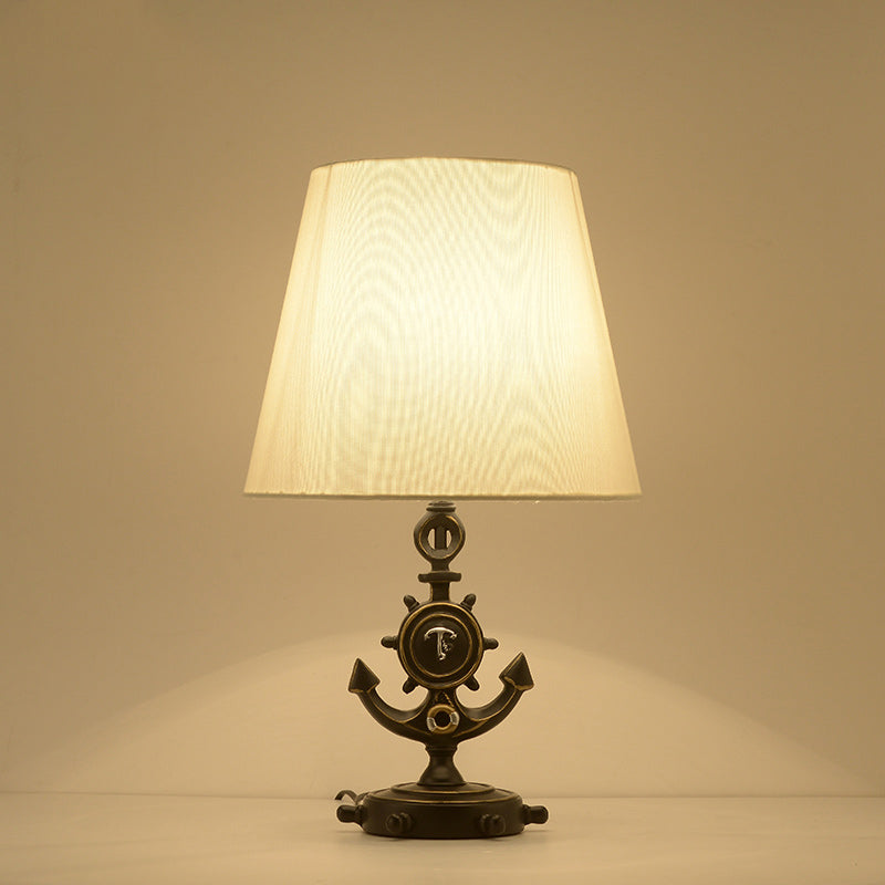 Côté à cône moderne tissu lampe 1 tête d'étude de lecture livre Light With Clock Base en noir