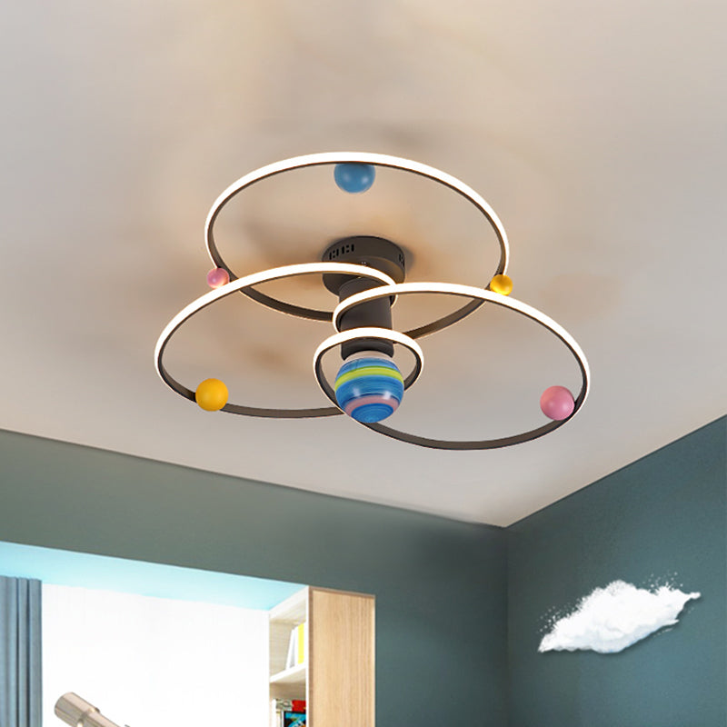 Grau Orbit Semi Mount Lighting Cartoon LED Acrylspülendedecke mit runden Baldachin