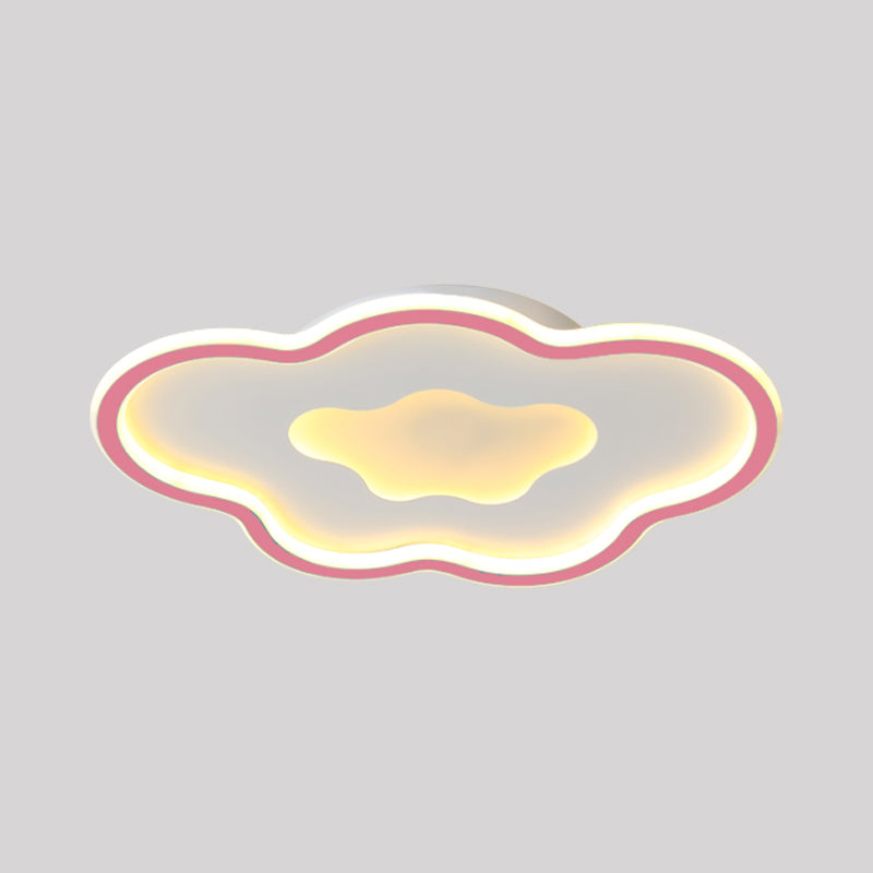 Cloud Kids Bedroom Flush Light Fixture Acrylic LED Cartoon Flush Mount Lighting in Pink/Blue