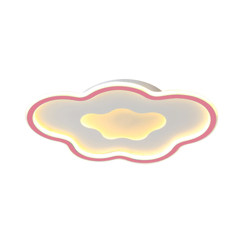 Cloud Kids Bedroom Flush Light Fixture Acrylic LED Cartoon Flush Mount Lighting in Pink/Blue