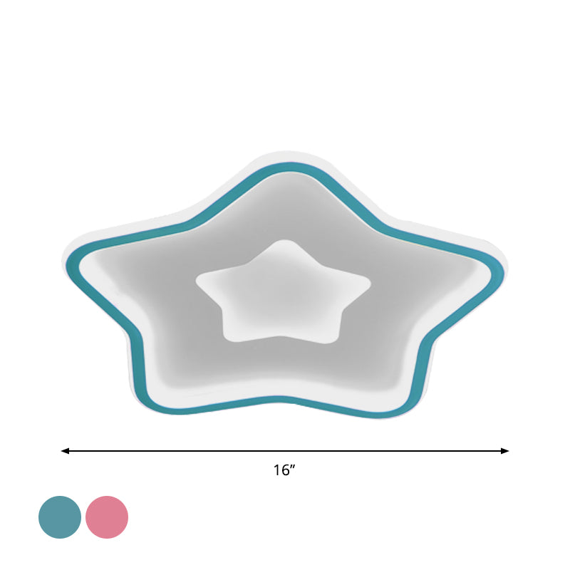 Lámpara de techo empotrada LED de acrílico para dormitorio infantil con iluminación empotrada de estrella de dibujos animados en rosa/azul