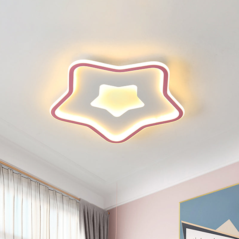 Lámpara de techo empotrada LED de acrílico para dormitorio infantil con iluminación empotrada de estrella de dibujos animados en rosa/azul