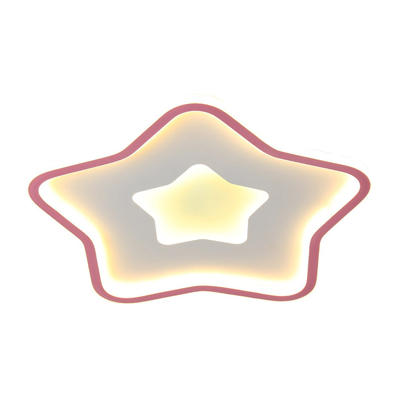 Lámpara de techo empotrada LED de acrílico para dormitorio infantil con iluminación empotrada de estrella de dibujos animados en rosa/azul