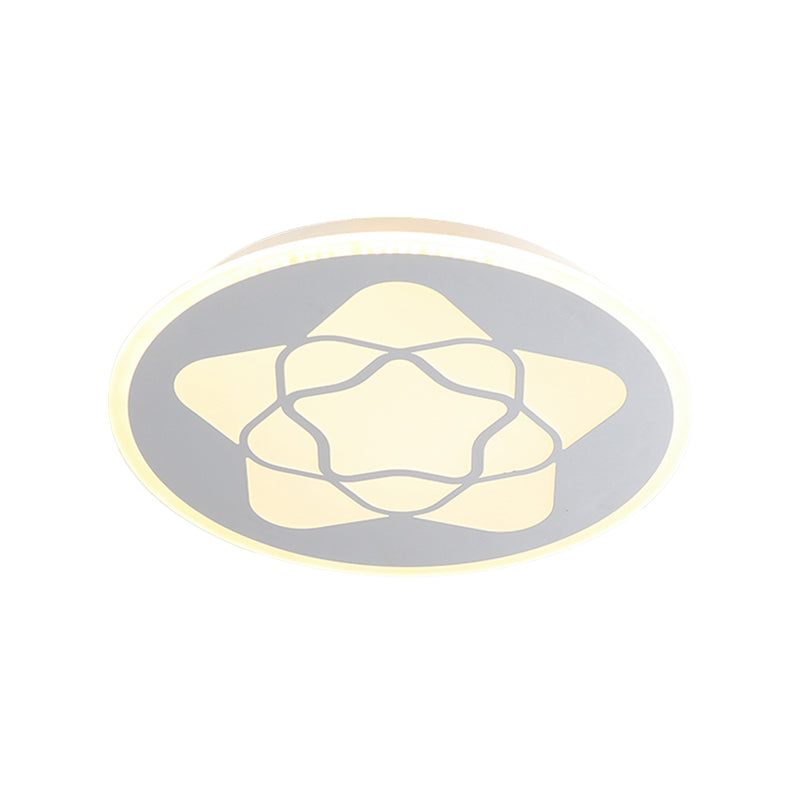 Kids Moon/Star/Loving Heart Flushmount Lighting Metallic LED Bedroom Flush Mount Lamp in White