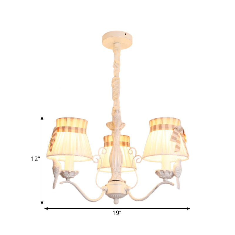 Cône de tissu accroché lustre nordique 3/5/6 têtes de plafond pendentif Light en blanc pour le salon