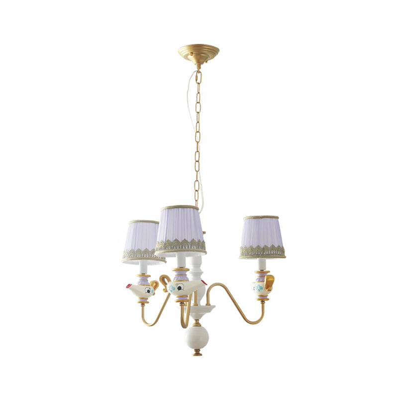 Éclairage de pendentif conique en or modernisme 3/5/6 lumières tissu pending lustre avec décor de théâtre