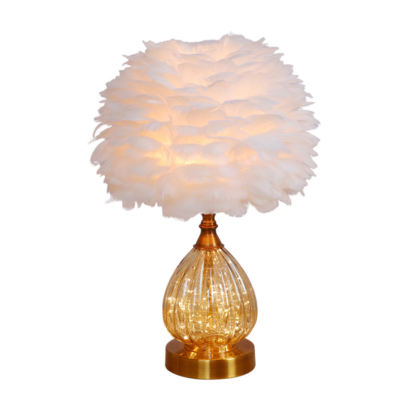 Blanc Global Desk Light Moderniste 1 Light Table de table de plumes légères avec base effilée