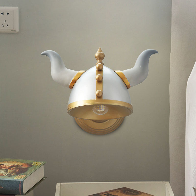 Metallic Horn Hat Wall Light Sconce Cartoon 1 Head Gold and Silver Wall Mount Lamp Fixture