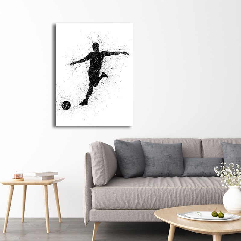 Sports Football Canvas Print Simplicity Textured Wall Art Decor in Black on White