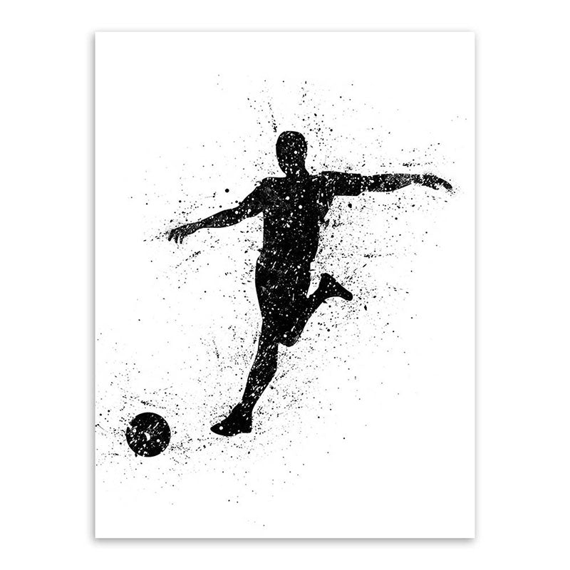 Sports Football Canvas Print Simplicity Textured Wall Art Decor in Black on White