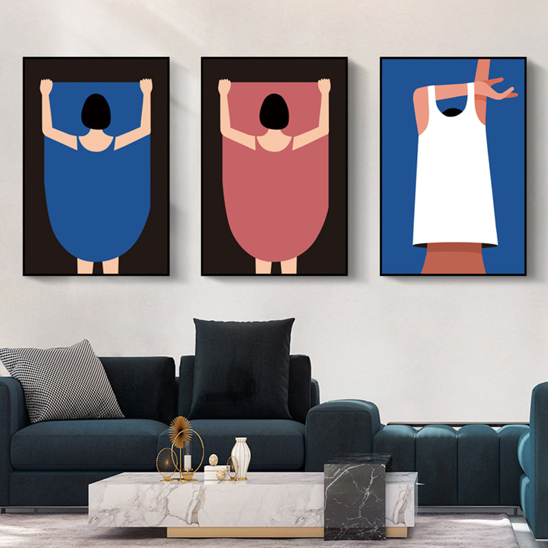 Undressed People Canvas Wall Art Pastel Color Scandinavian Painting for Living Room