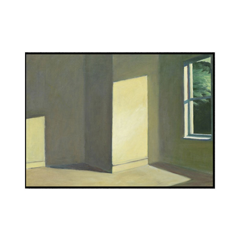 Empty Room with Sunlight Painting Green Canvas Made Wall Art Print, Textured Surface