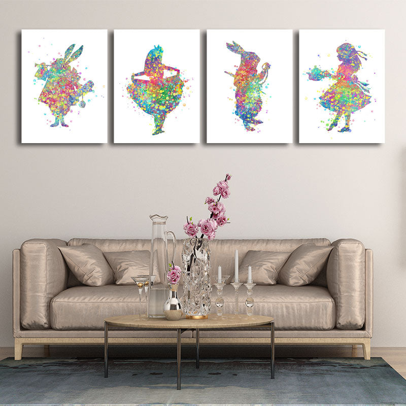 Kids Style Dancer Canvas Art Multicolored Textured Wall Decoration for Living Room