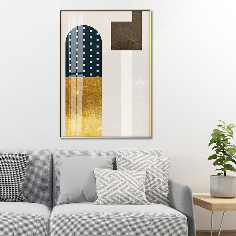 Geometry Canvas Print for Living Room Abstract Wall Art in Dark Color, Textured