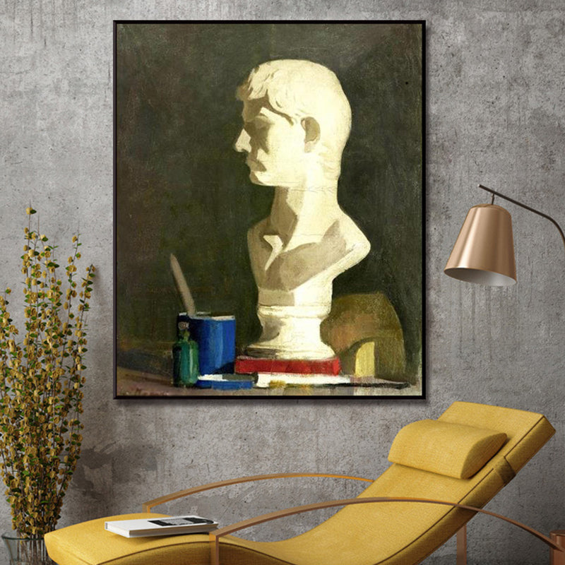 Oil Painting Traditional Canvas Male Sculpture in White, Multiple Sizes Available