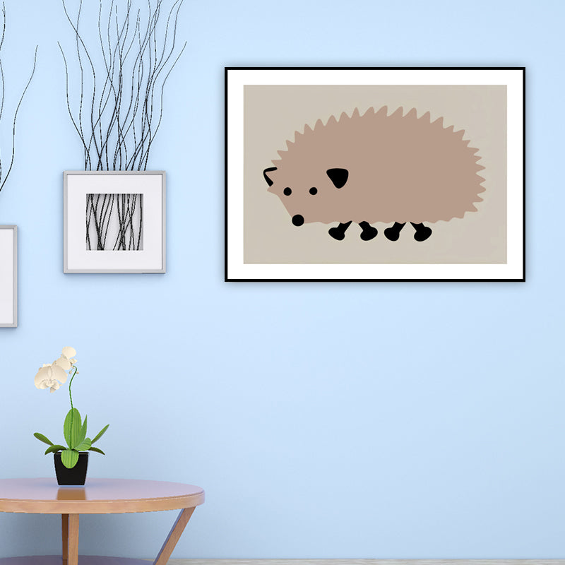 Wildtier-Wandkunst-Dekor-Cartoon-Leinwandgemälde in sanften Farben für das Wohnzimmer