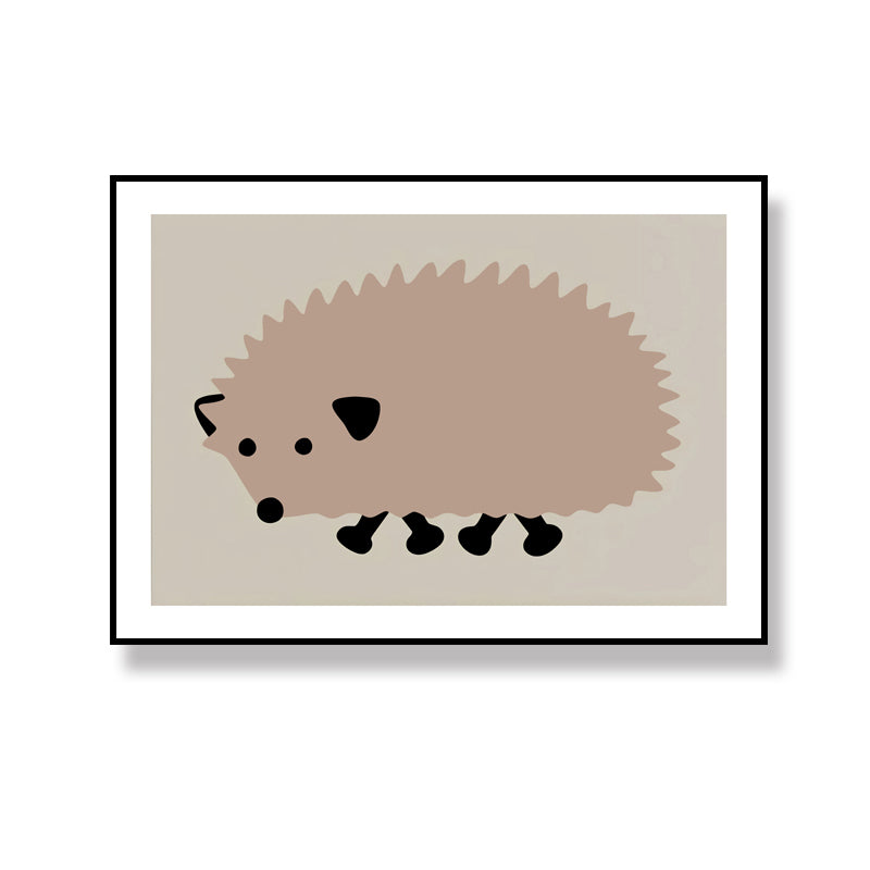 Wildtier-Wandkunst-Dekor-Cartoon-Leinwandgemälde in sanften Farben für das Wohnzimmer