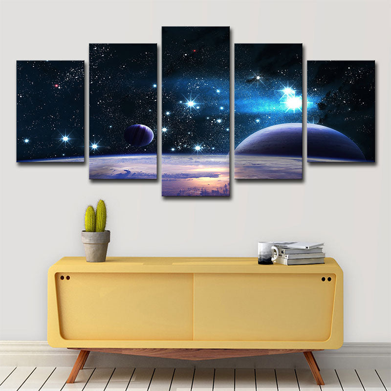 Black Outer Space Wall Decor Textured Kid's Style Children Bedroom Art, Multiple Sizes