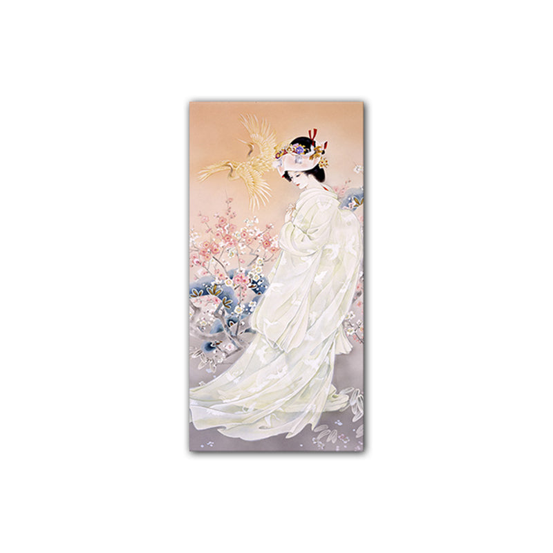 Kimono-Mädchen-Gemälde-Kunstdruck, mehrfarbiger japanischer Stil, Wanddekoration für Wohnzimmer