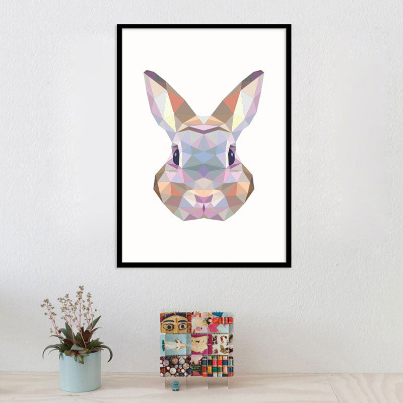 Brown Rabbit Head Wall Decor for Decoration Modernism Playroom Wrapped Canvas (Multiple Sizes)
