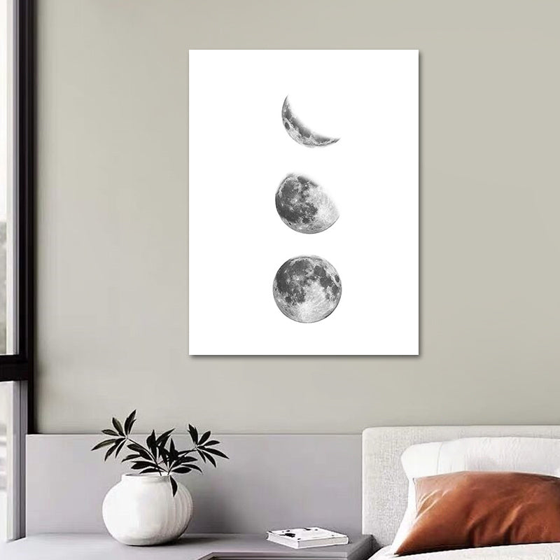 Canvas Textured Art Print Minimalistic Photographic Moon Eclipse Wall Decor for Home