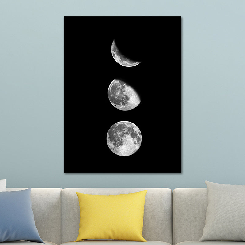 Canvas Textured Art Print Minimalistic Photographic Moon Eclipse Wall Decor for Home