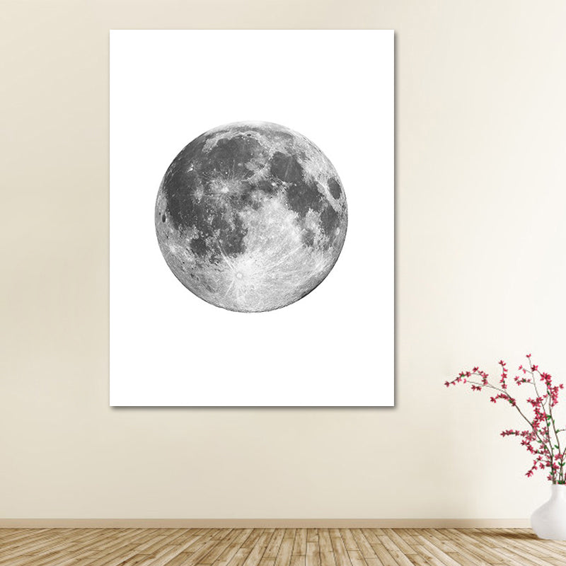 Outer Space Moon Sphere Canvas Textured Minimalism House Interior Wall Art Print