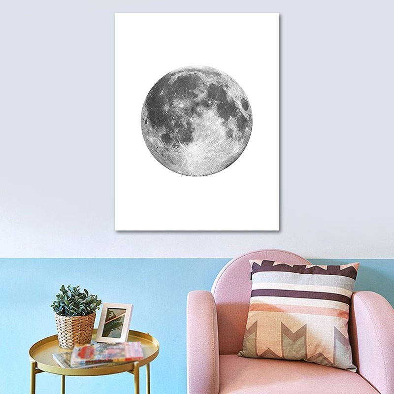 Outer Space Moon Sphere Canvas Textured Minimalism House Interior Wall Art Print