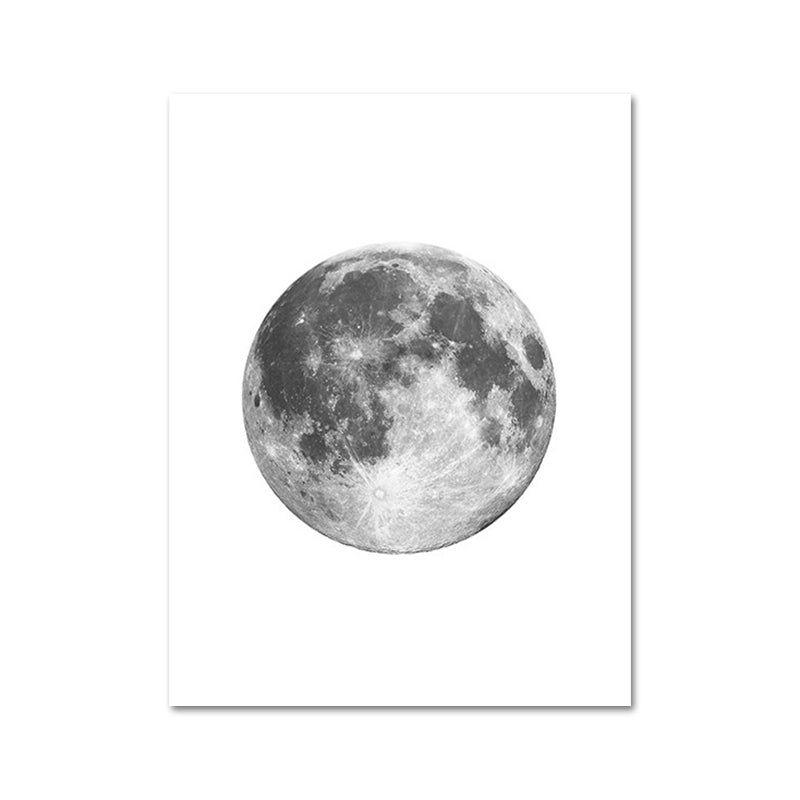 Outer Space Moon Sphere Canvas Textured Minimalism House Interior Wall Art Print