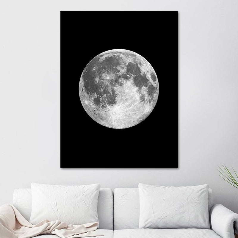 Outer Space Moon Sphere Canvas Textured Minimalism House Interior Wall Art Print