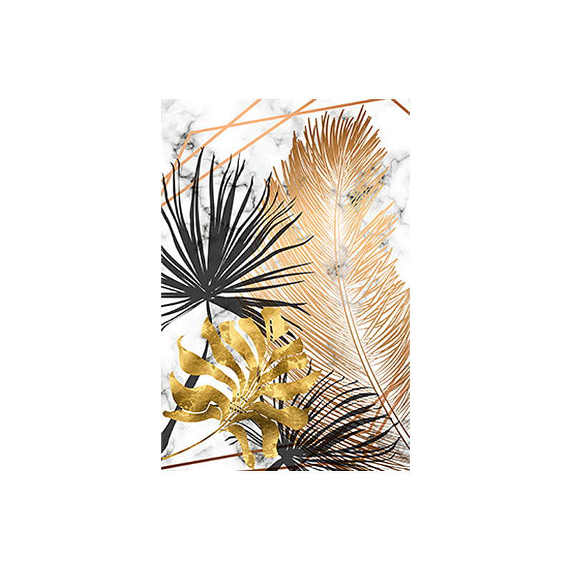 Gold Botanical Leaves Painting Textured Wall Art Decor for Bedroom, Multiple Sizes